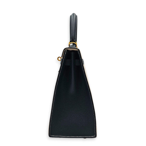 HSS Sellier Kelly 25 Craie/Vert d'anglais in Epsom Brushed Gold hardware CL2604-21093 4