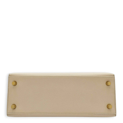 HSS Sellier Kelly 25 Craie/Vert d'anglais in Epsom Brushed Gold hardware CL2604-21093 5