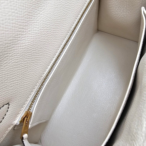 HSS Sellier Kelly 25 Craie/Vert d'anglais in Epsom Brushed Gold hardware CL2604-21093 6