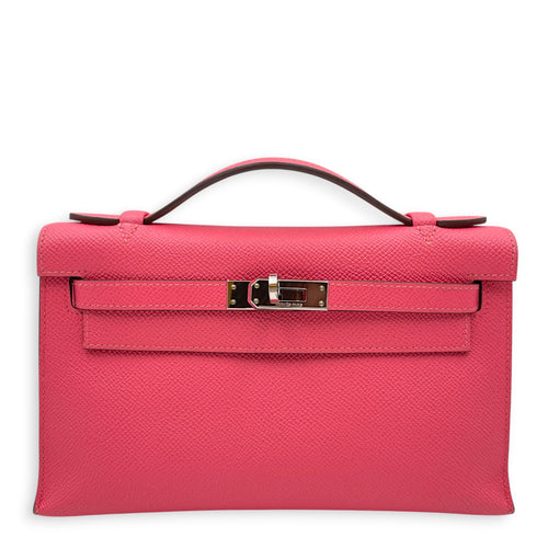 Kelly Pochette Rose Azalee in Epsom Palladium hardware