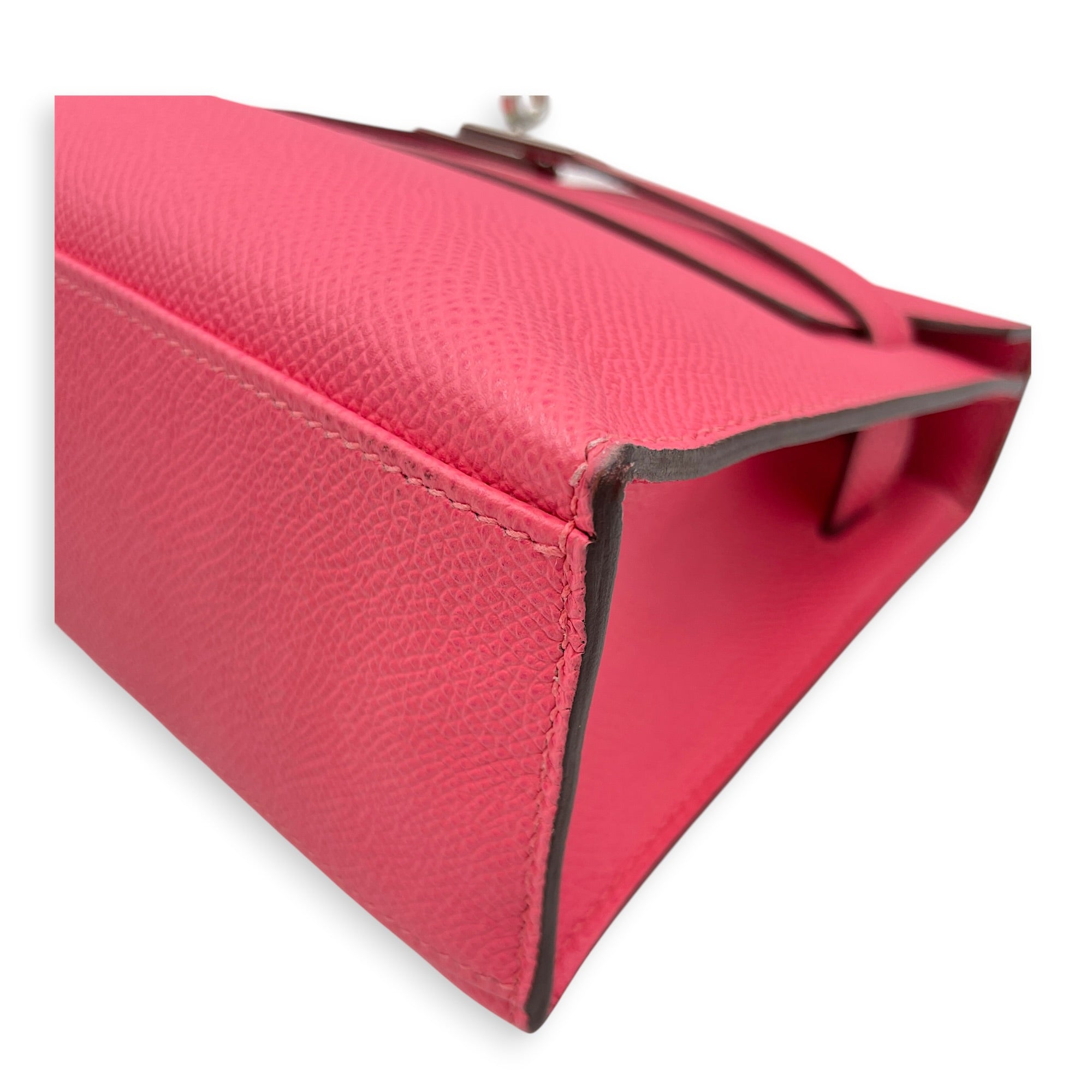 Kelly Pochette Rose Azalee in Epsom Palladium hardware