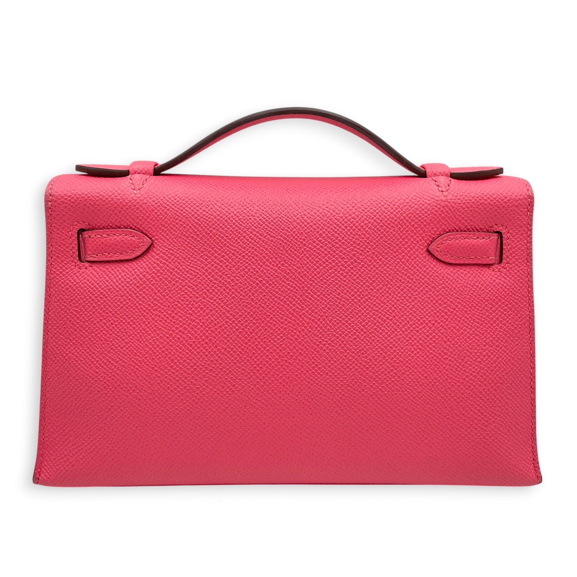 Kelly Pochette Rose Azalee in Epsom Palladium hardware