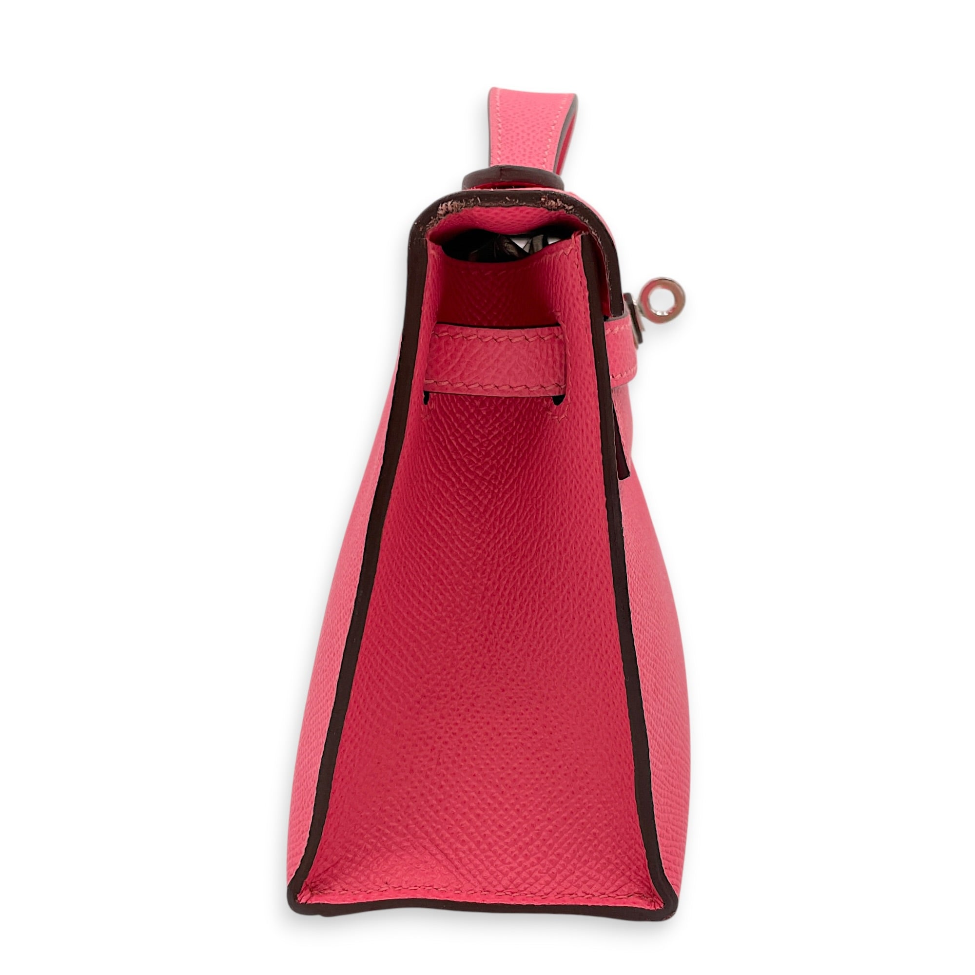 Kelly Pochette Rose Azalee in Epsom Palladium hardware