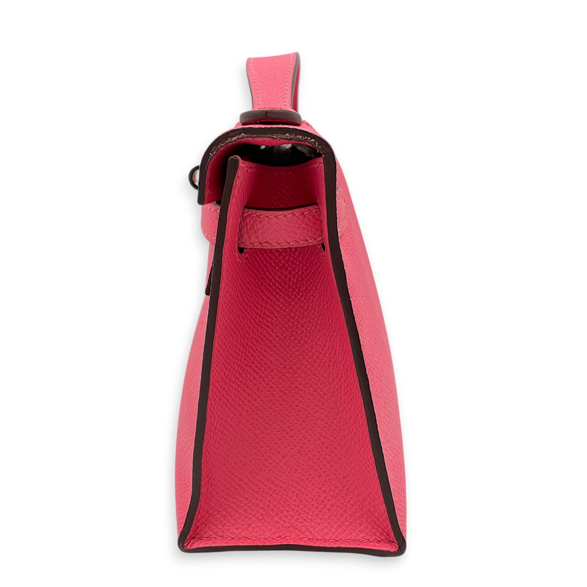 Kelly Pochette Rose Azalee in Epsom Palladium hardware
