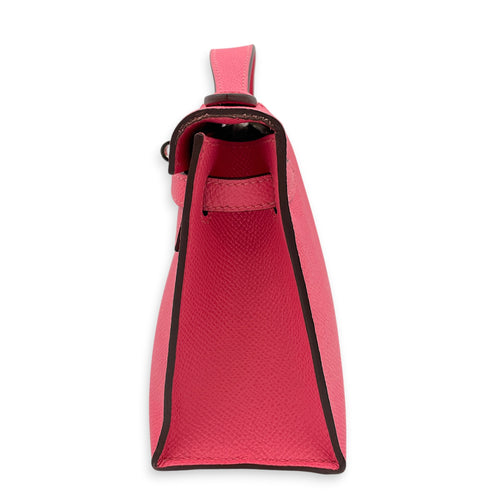 Kelly Pochette Rose Azalee in Epsom Palladium hardware