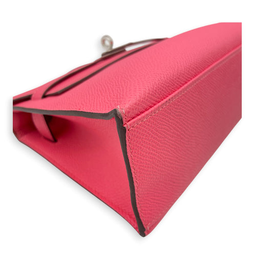Kelly Pochette Rose Azalee in Epsom Palladium hardware