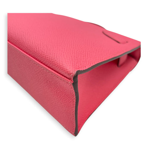 Kelly Pochette Rose Azalee in Epsom Palladium hardware