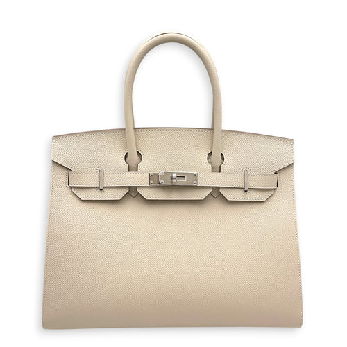 Sellier Birkin 30 Craie in Epsom Palladium hardware