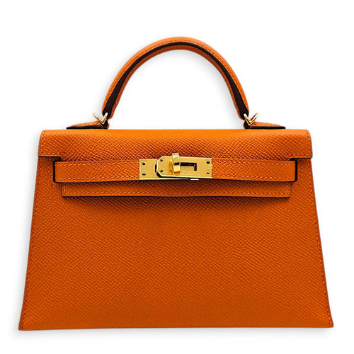 Sellier Kelly 20 Orange in Epsom Gold hardware CL2605-21119 1
