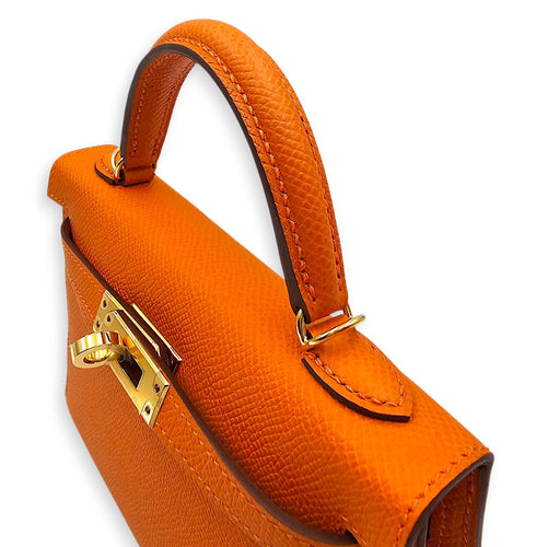 Sellier Kelly 20 Orange in Epsom Gold hardware CL2605-21119 7