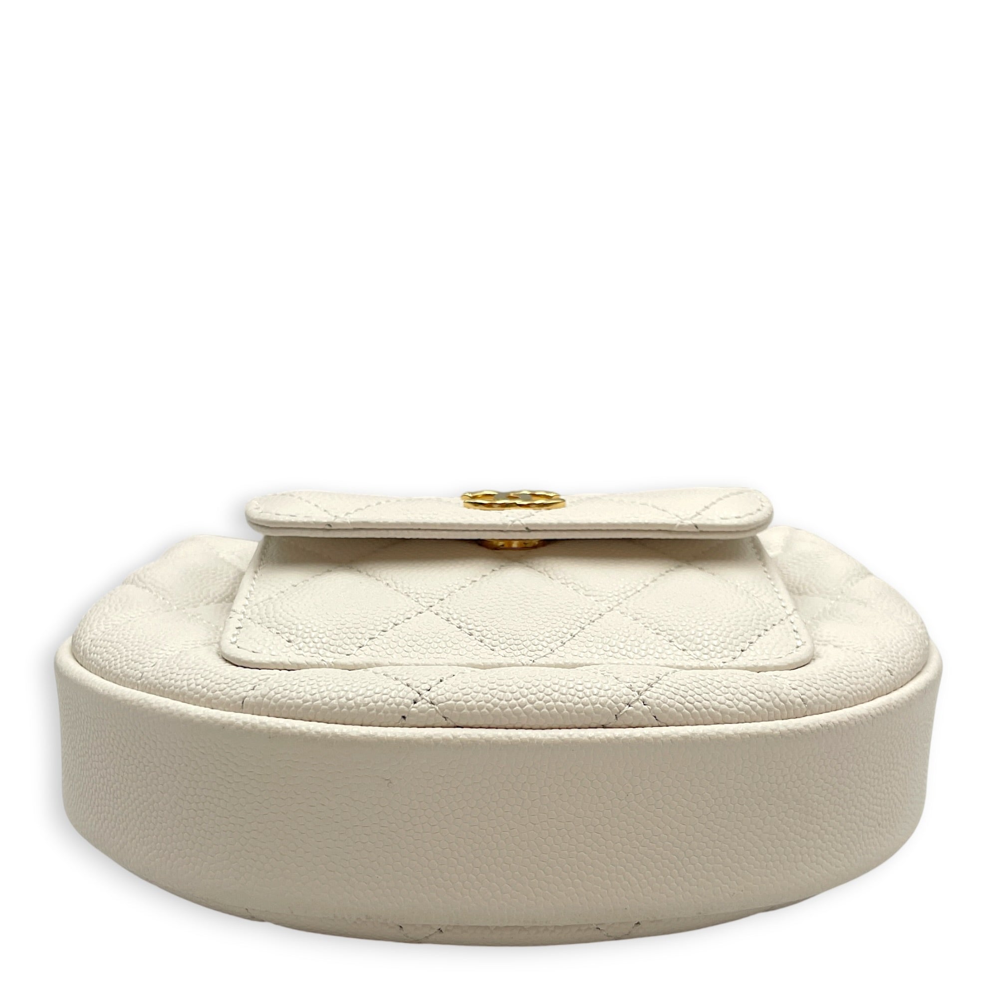 Quilted Polly Pocket Pouch Hobo Mini White Top Handle Bag in Caviar Leather Gold hardware CL2605-21123 5