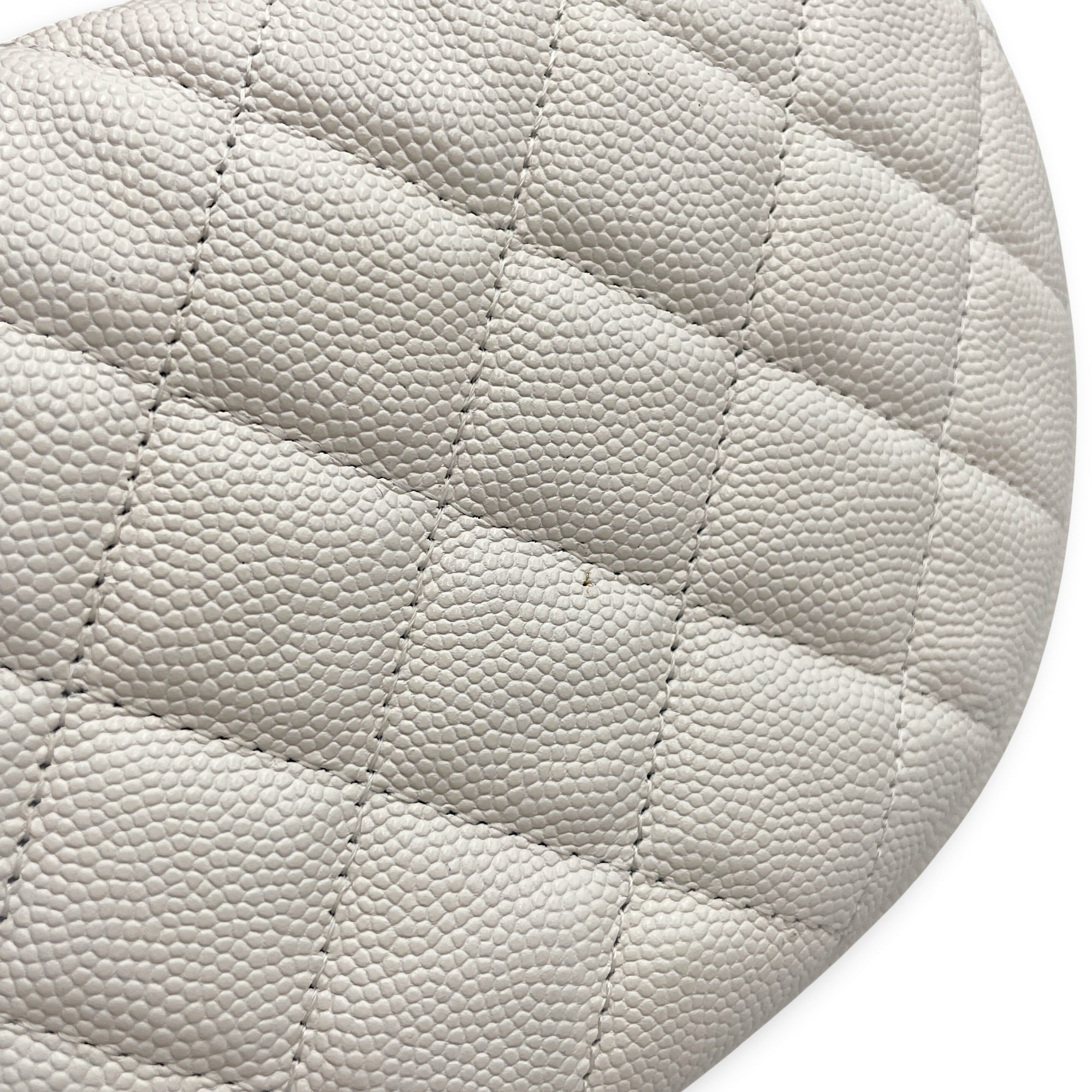 Quilted Polly Pocket Pouch Hobo Mini White Top Handle Bag in Caviar Leather Gold hardware CL2605-21123 7