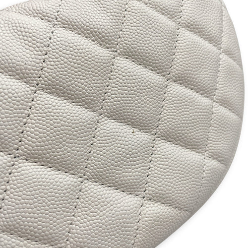Quilted Polly Pocket Pouch Hobo Mini White Top Handle Bag in Caviar Leather Gold hardware CL2605-21123 7