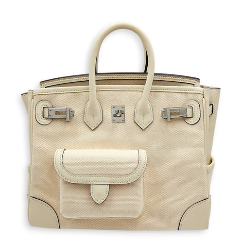 Cargo Birkin 25 Nata in Swift/Toile Palladium hardware CL2605-21124 1