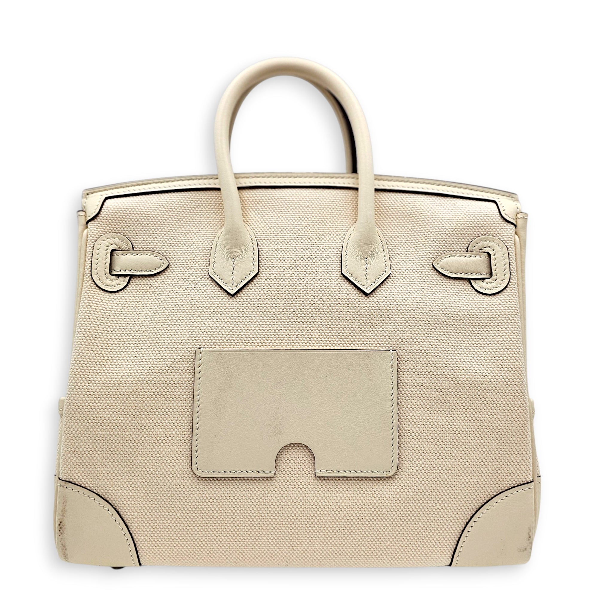 Cargo Birkin 25 Nata in Swift/Toile Palladium hardware CL2605-21124 2