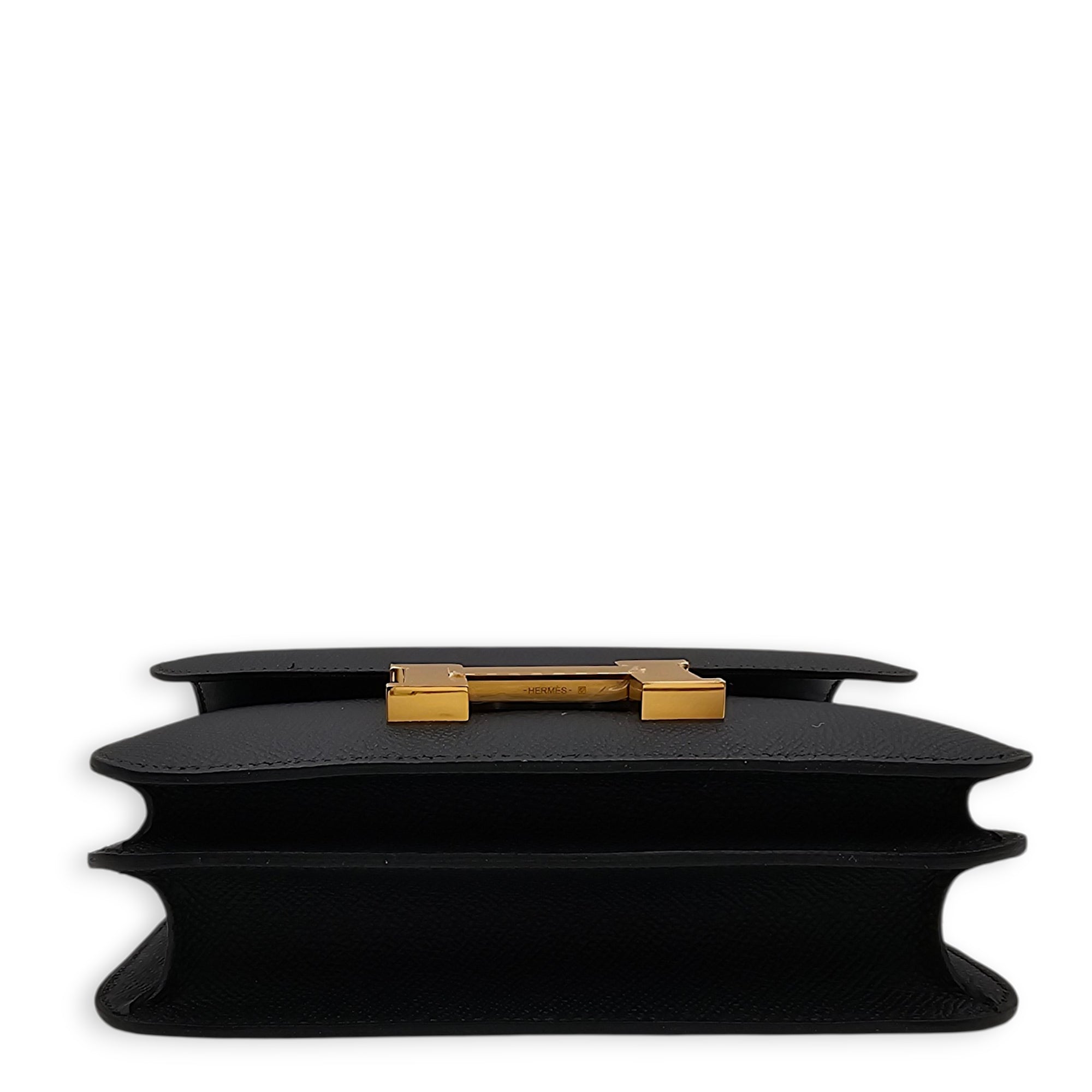 Constance Mirror 18 Black in Epsom Gold hardware CL2605-21125 5