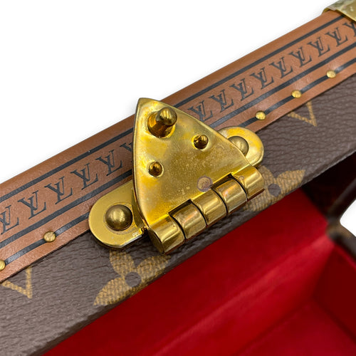 Coffret Tresor 20 Treasure Case Brown Trunk in Canvas Gold hardware
