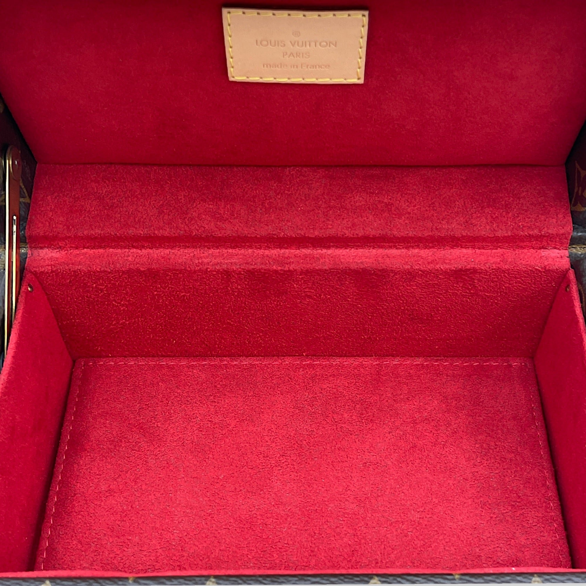Coffret Tresor 20 Treasure Case Brown Trunk in Canvas Gold hardware