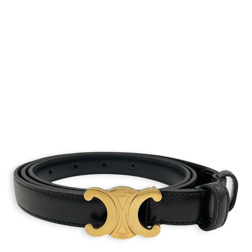 Triomphe Belt Size Small 90cm Black Belt in Calfskin Gold hardware