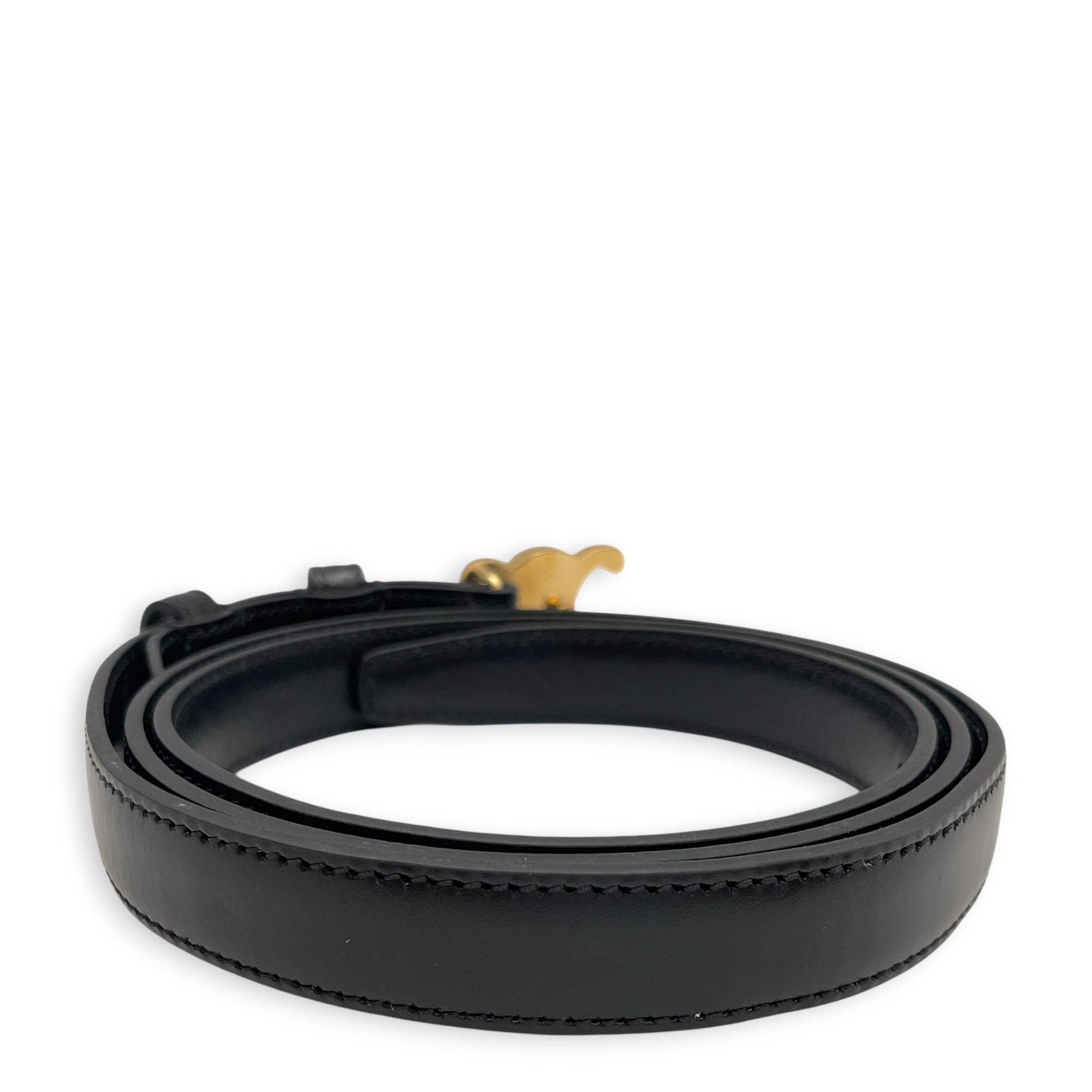 Triomphe Belt Size Small 90cm Black Belt in Calfskin Gold hardware