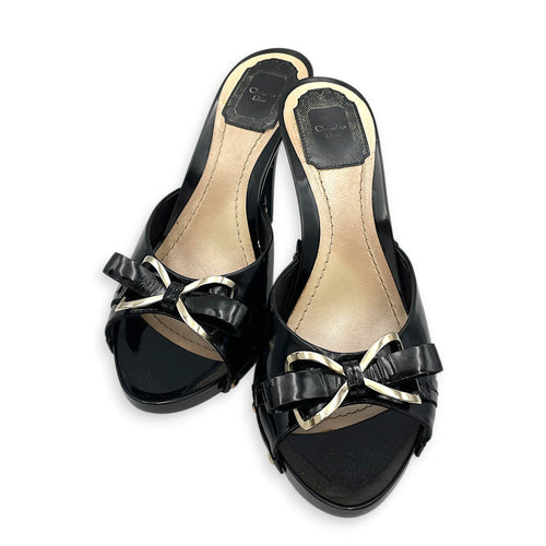 Slide 39 Black Sandals in Patent Leather Silver hardware CL2605-21135 1