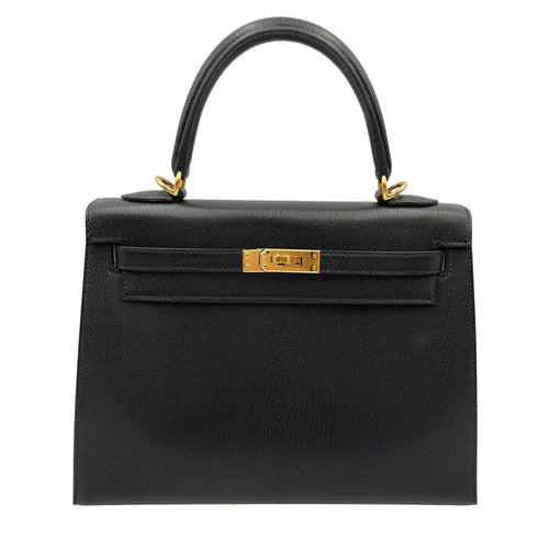 Sellier Kelly 25 Black in Chevre Chamkila Gold hardware CL2605-21147 1