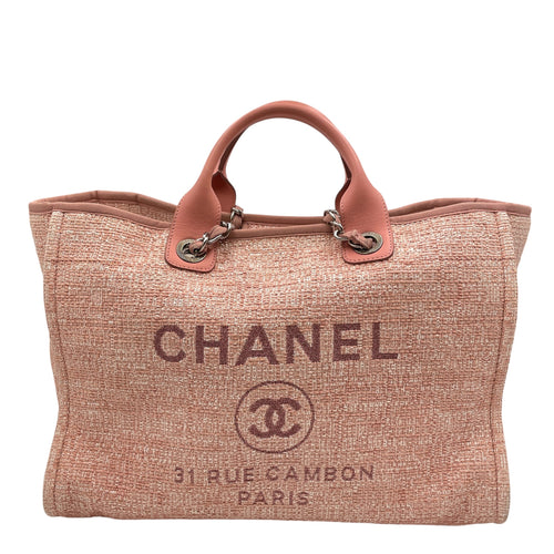 Deauville Large Pink Shoulder Bag in Tweed Silver hardware CL2605-21156 1