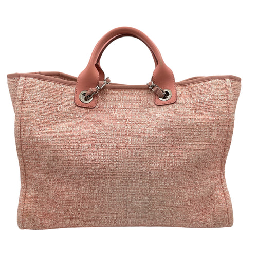 Deauville Large Pink Shoulder Bag in Tweed Silver hardware CL2605-21156 2