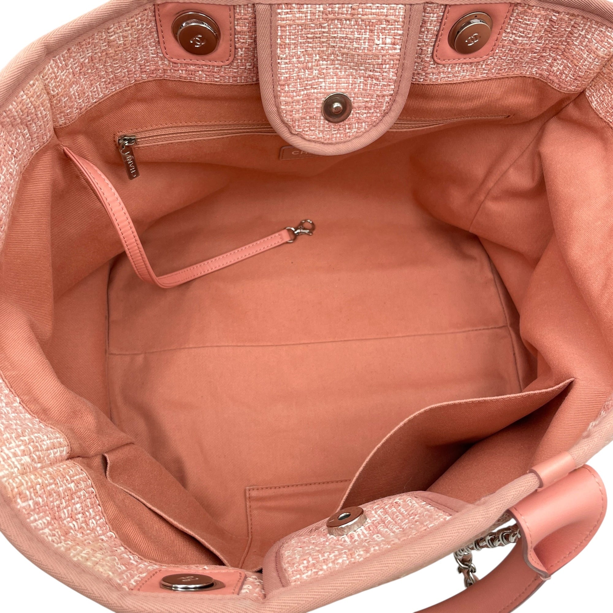Deauville Large Pink Shoulder Bag in Tweed Silver hardware CL2605-21156 8
