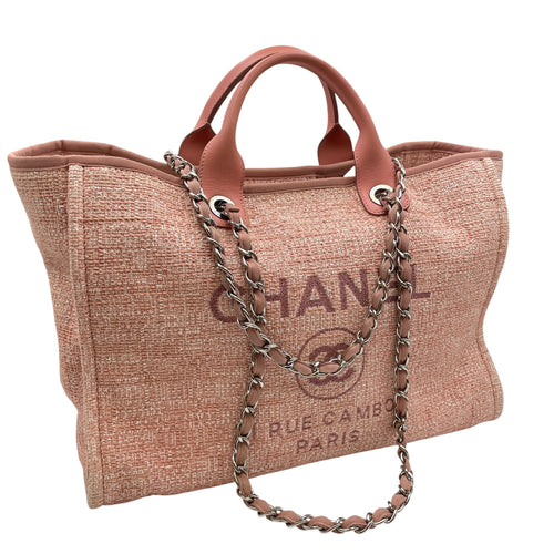 Deauville Large Pink Shoulder Bag in Tweed Silver hardware CL2605-21156 9