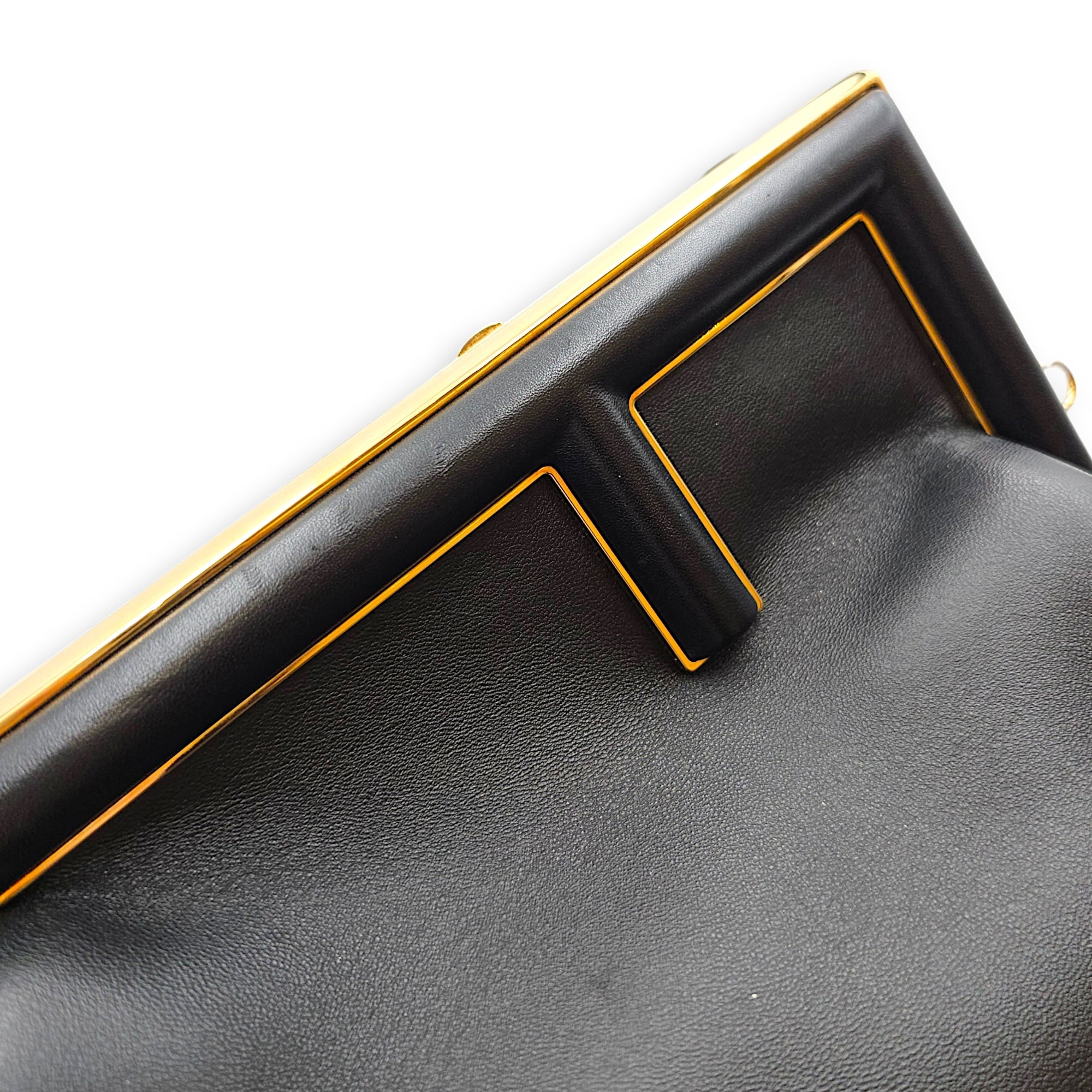First Medium Black Clutch in Nappa Leather Gold hardware CL2605-21157 7