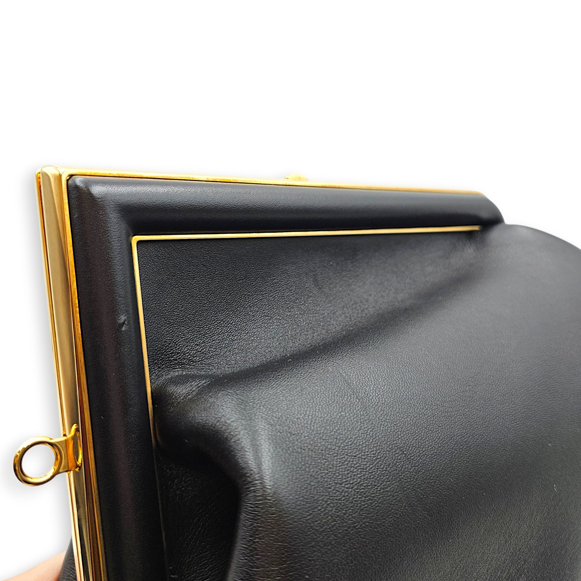 First Medium Black Clutch in Nappa Leather Gold hardware CL2605-21157 8
