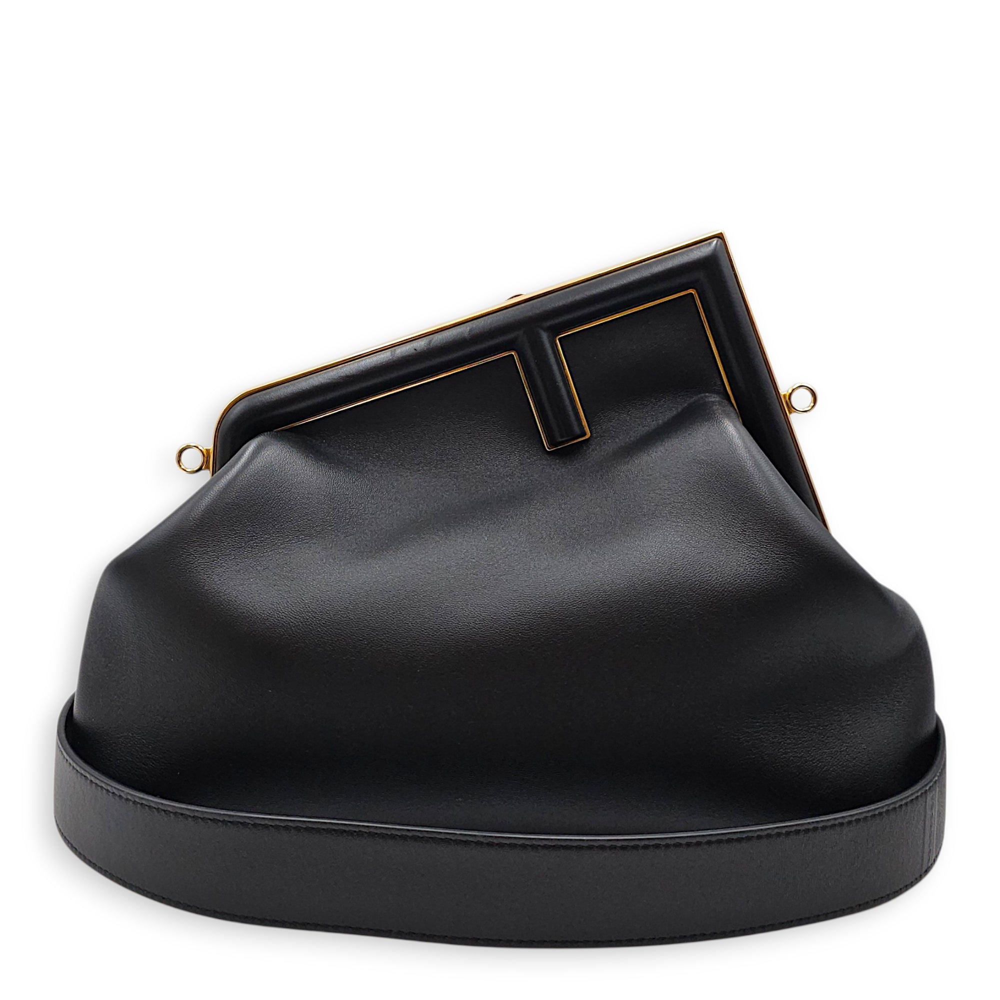 First Medium Black Clutch in Nappa Leather Gold hardware CL2605-21157 9