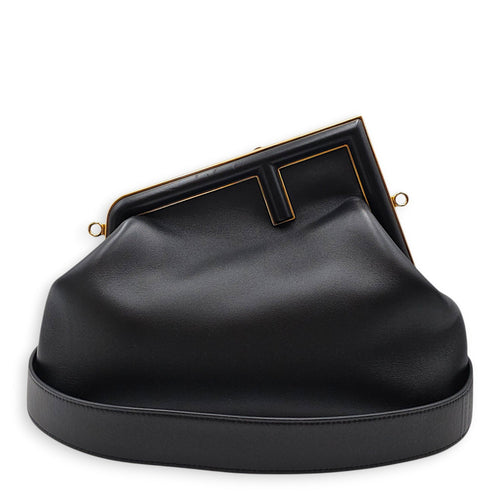 First Medium Black Clutch in Nappa Leather Gold hardware CL2605-21157 9