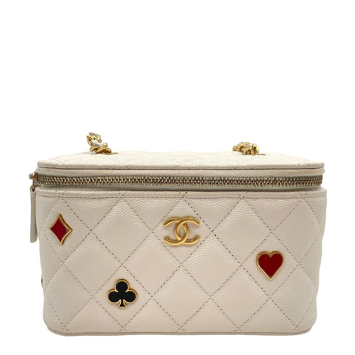 Coco Casino Vanity White Crossbody Bag in Caviar Leather Gold hardware CL2605-21160 1