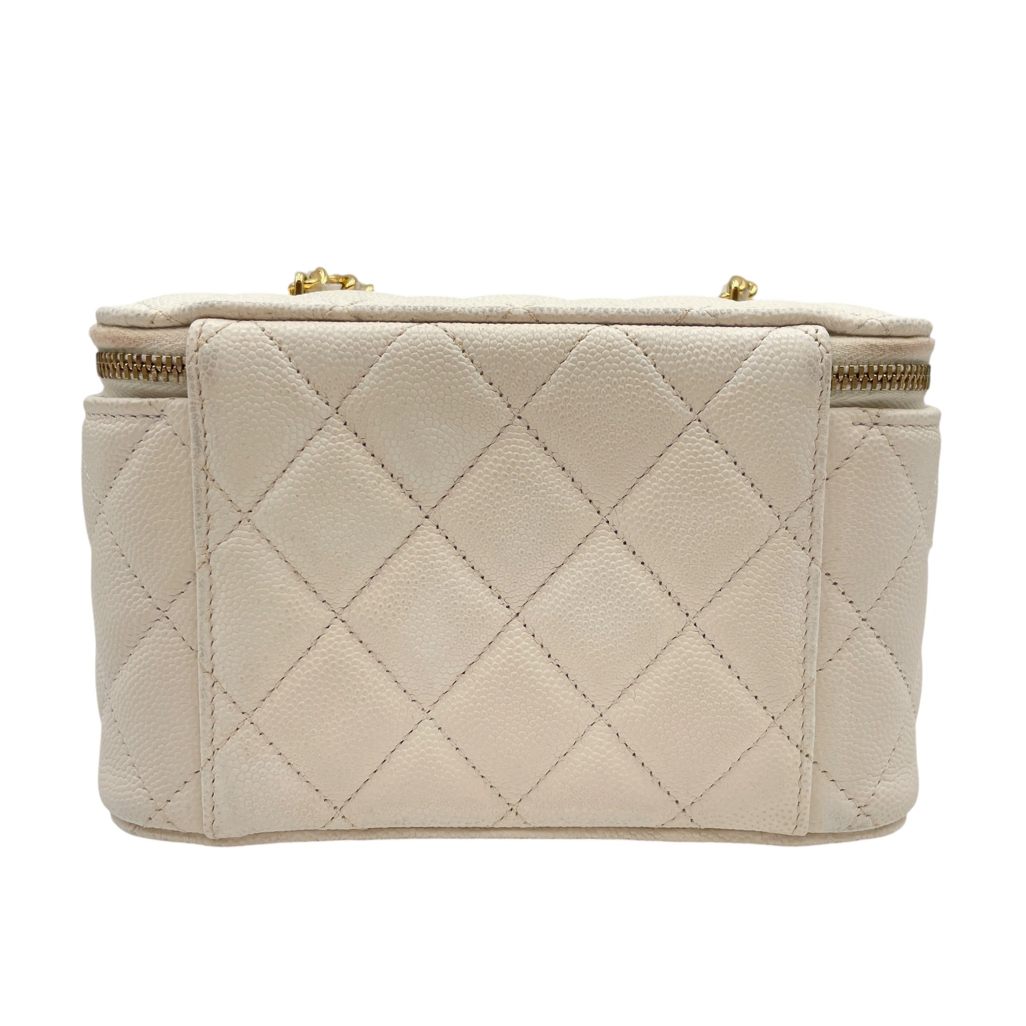 Coco Casino Vanity White Crossbody Bag in Caviar Leather Gold hardware CL2605-21160 2