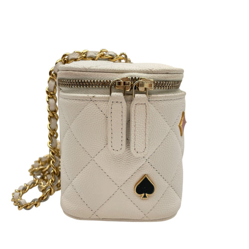Coco Casino Vanity White Crossbody Bag in Caviar Leather Gold hardware CL2605-21160 3