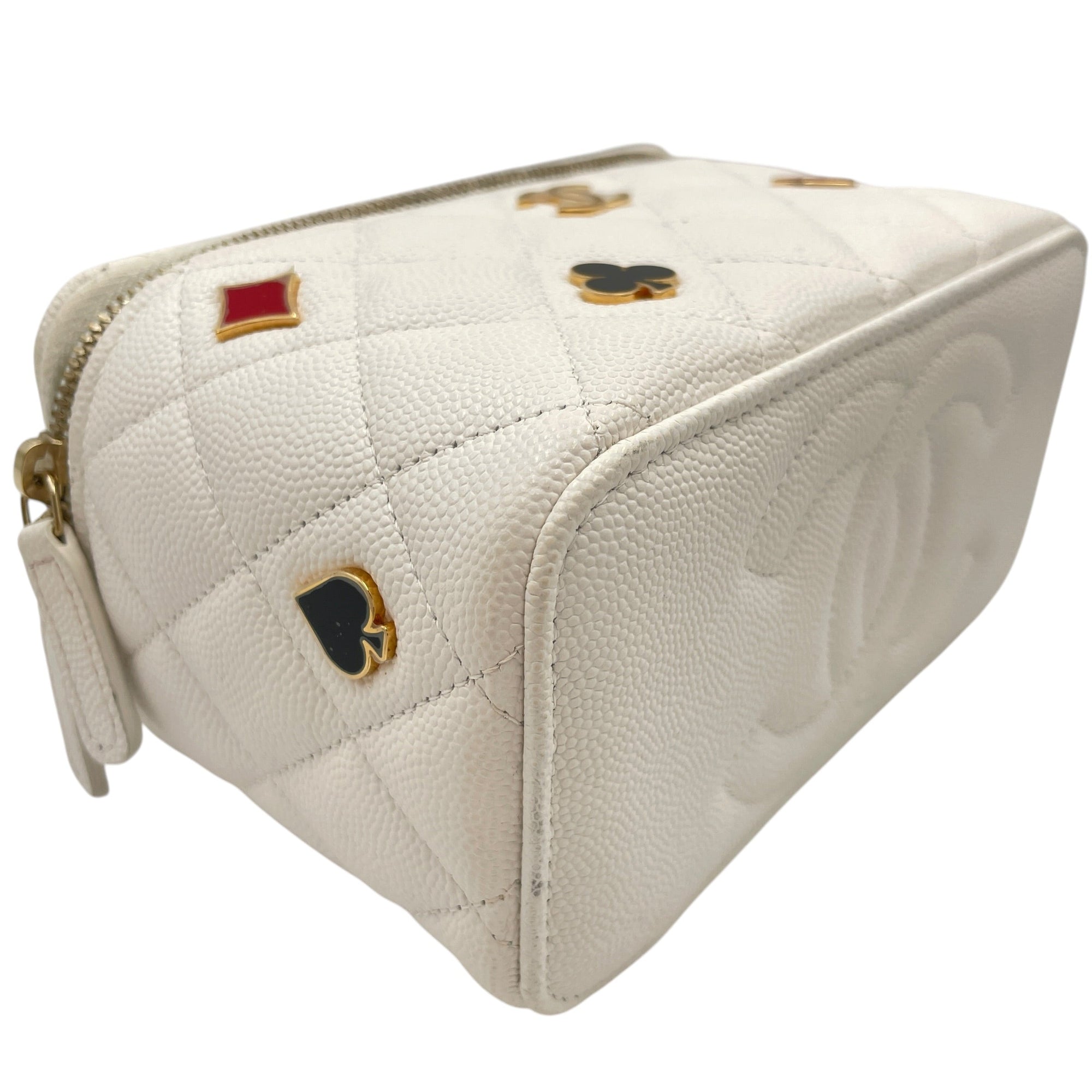 Coco Casino Vanity White Crossbody Bag in Caviar Leather Gold hardware CL2605-21160 4