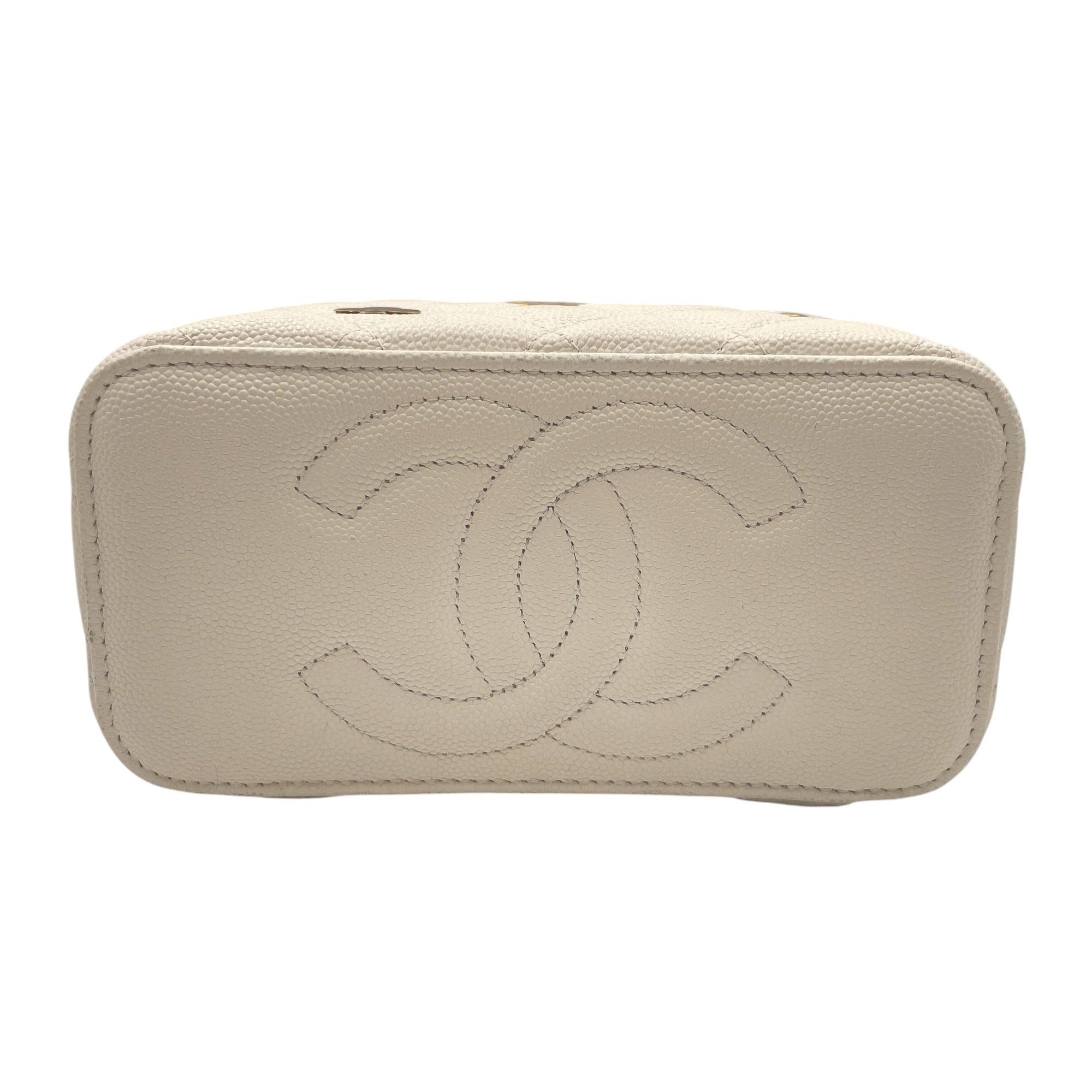 Coco Casino Vanity White Crossbody Bag in Caviar Leather Gold hardware CL2605-21160 5