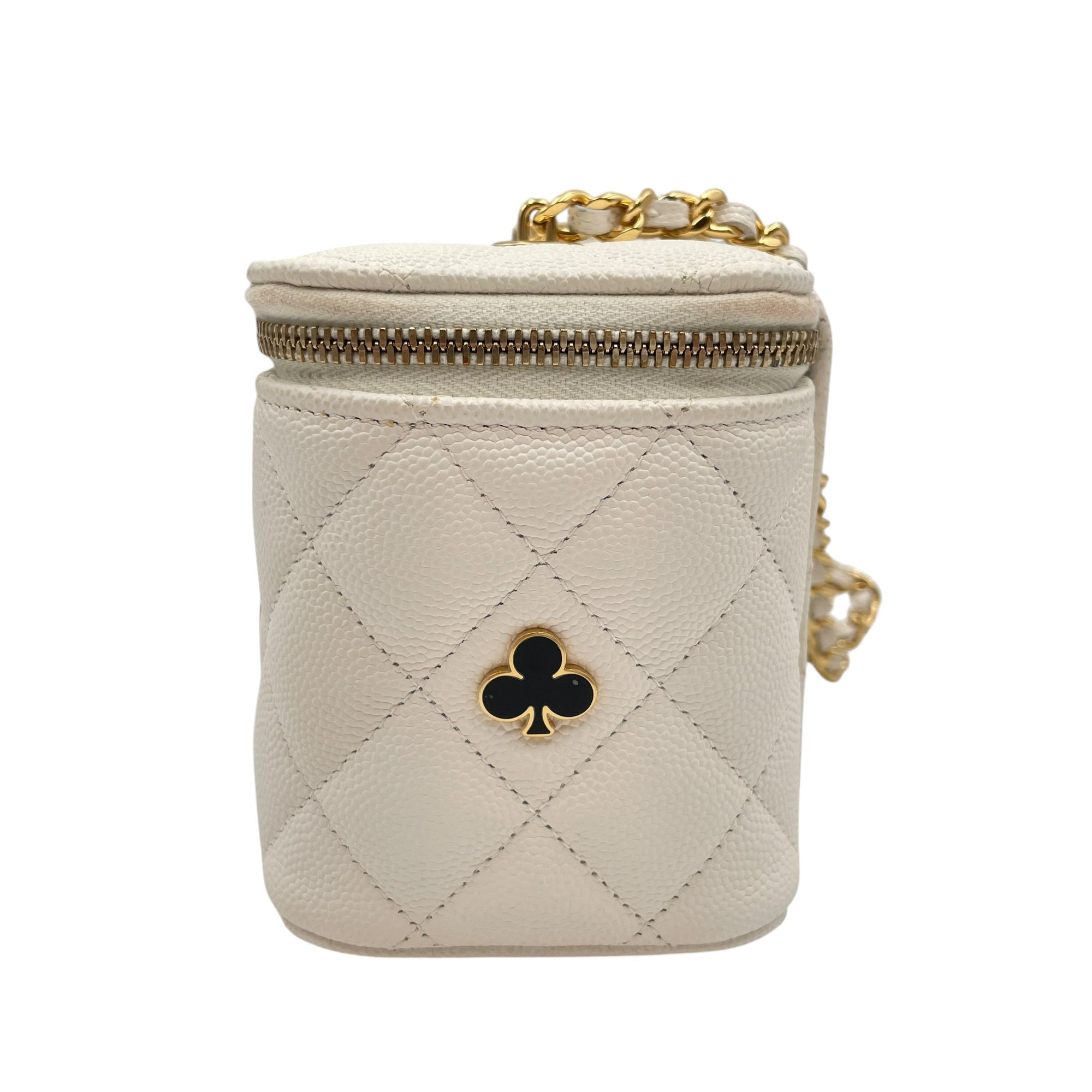 Coco Casino Vanity White Crossbody Bag in Caviar Leather Gold hardware CL2605-21160 6