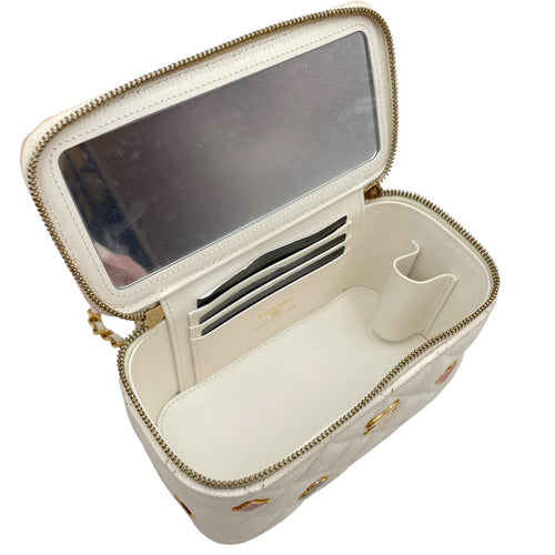 Coco Casino Vanity White Crossbody Bag in Caviar Leather Gold hardware CL2605-21160 7