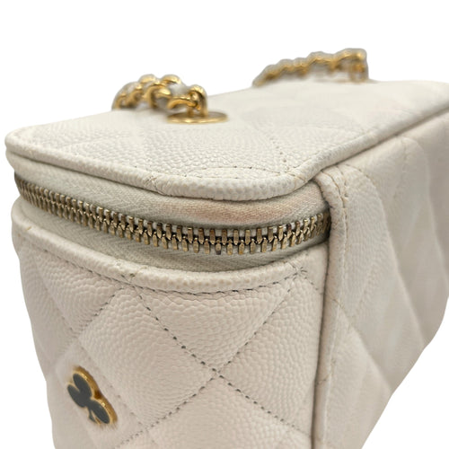 Coco Casino Vanity White Crossbody Bag in Caviar Leather Gold hardware CL2605-21160 8