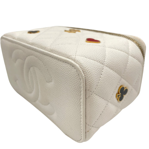 Coco Casino Vanity White Crossbody Bag in Caviar Leather Gold hardware CL2605-21160 9