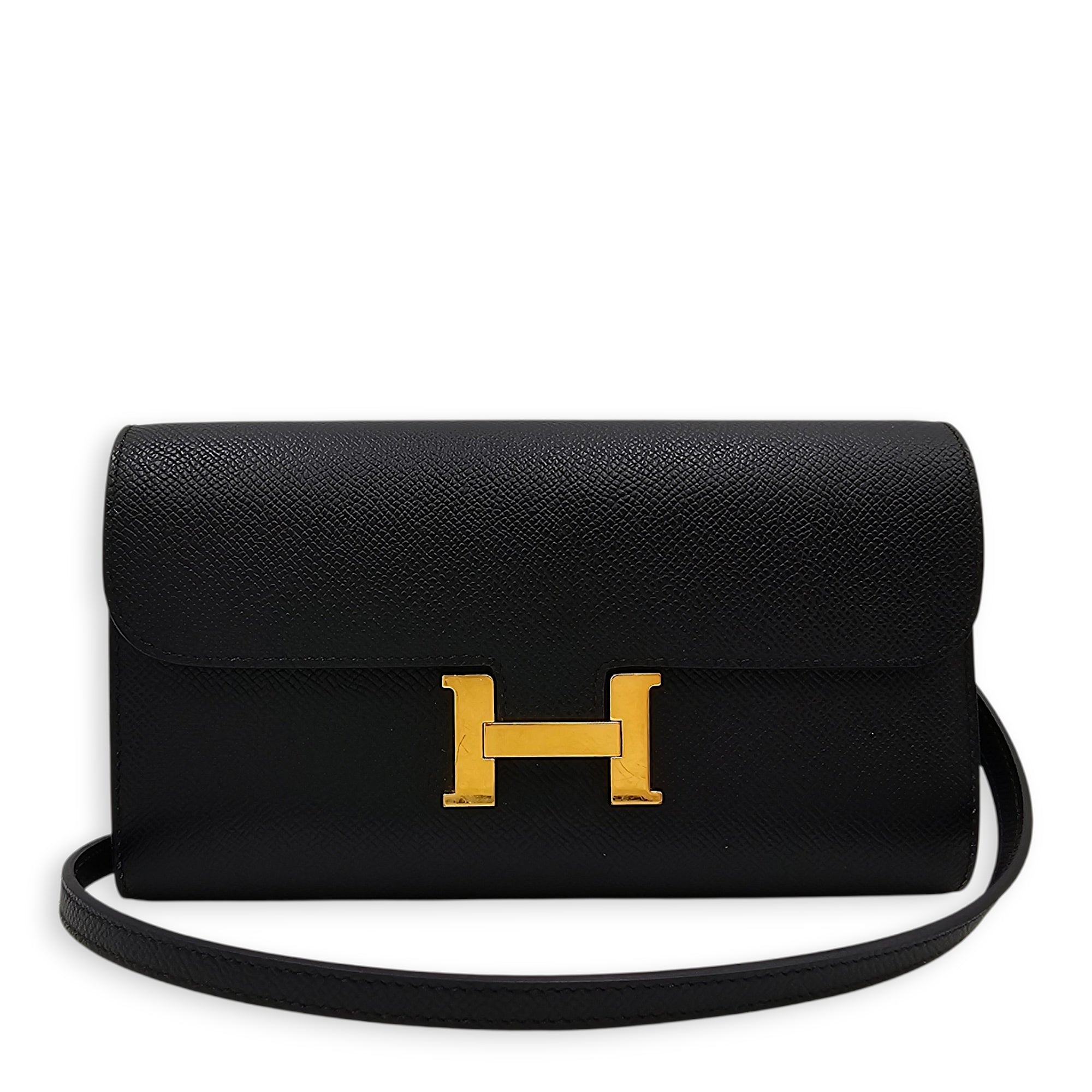 Constance To Go Black Wallet in Epsom Gold hardware CL2605-21168 9