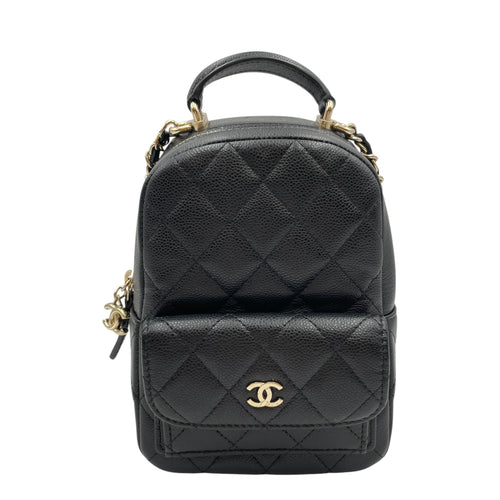 Quilted Mini Black Backpack in Caviar Leather Gold hardware CL2605-21175 1
