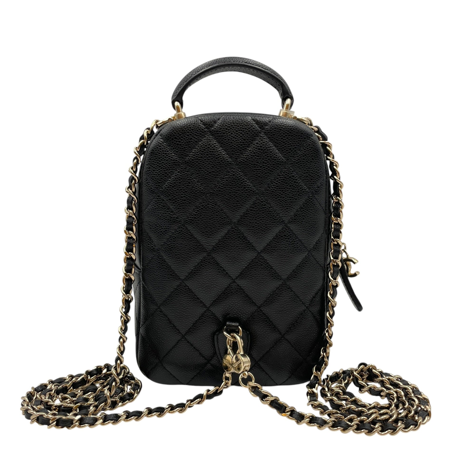 Quilted Mini Black Backpack in Caviar Leather Gold hardware CL2605-21175 2