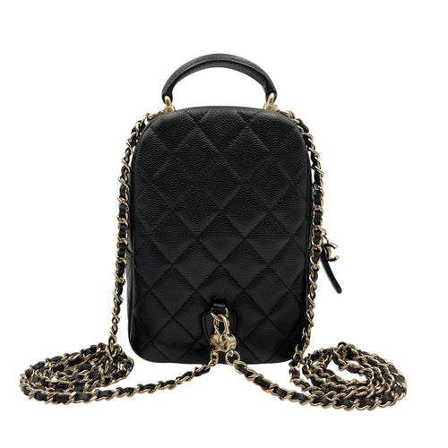 Quilted Mini Black Backpack in Caviar Leather Gold hardware CL2605-21175 2