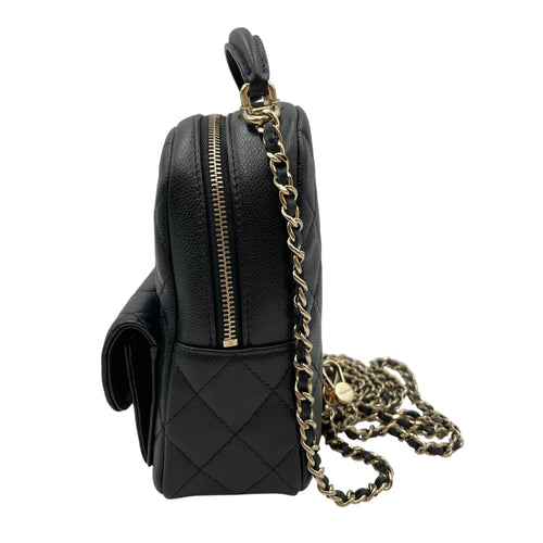 Quilted Mini Black Backpack in Caviar Leather Gold hardware CL2605-21175 4