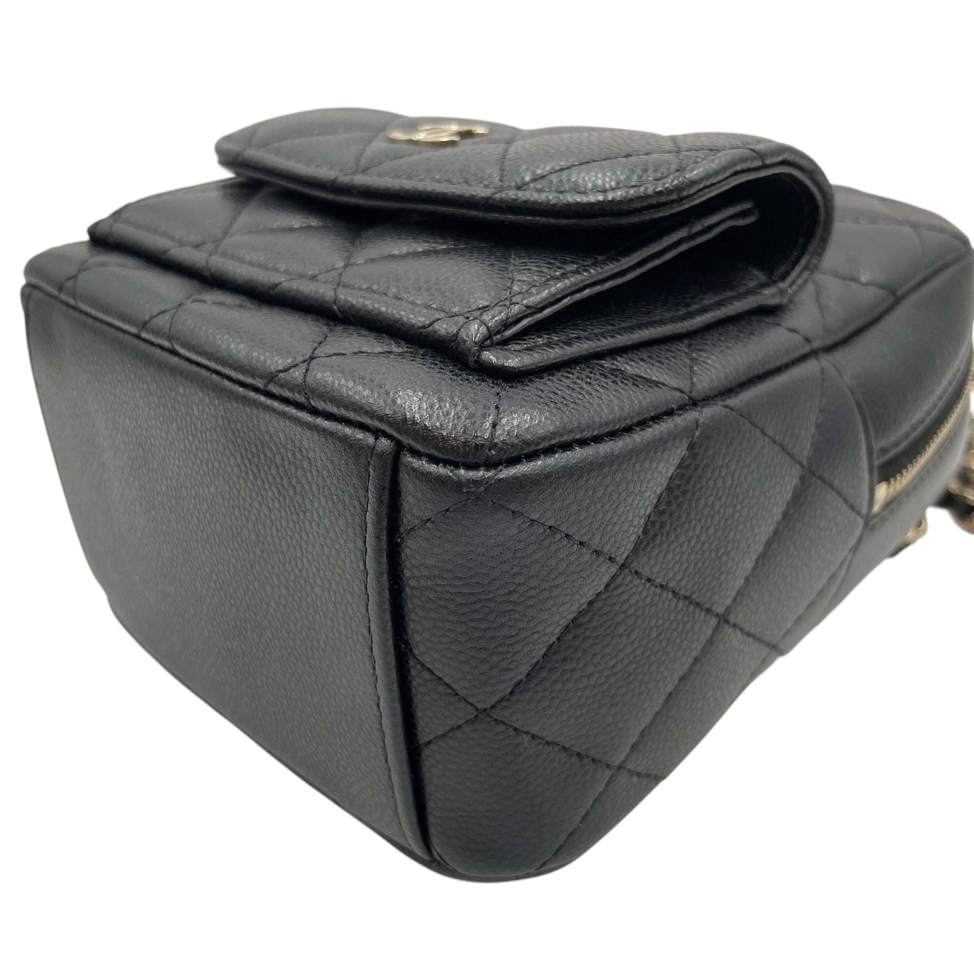 Quilted Mini Black Backpack in Caviar Leather Gold hardware CL2605-21175 5