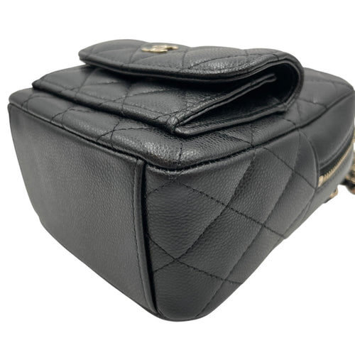 Quilted Mini Black Backpack in Caviar Leather Gold hardware CL2605-21175 5